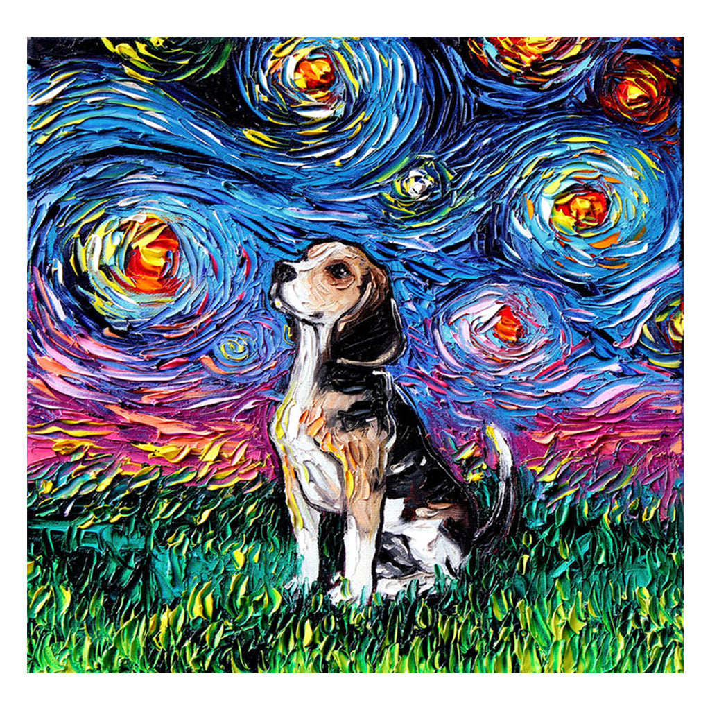 Full Diamond Painting kit - Basset Hound under the beautiful starry sky