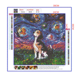 Full Diamond Painting kit - Basset Hound under the beautiful starry sky