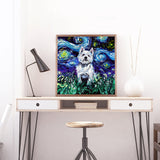 Full Diamond Painting kit - Parson Russell Terrier under the beautiful starry sky