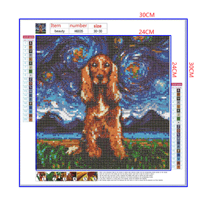 Full Diamond Painting kit - Dog IrishSetter under the beautiful starry sky