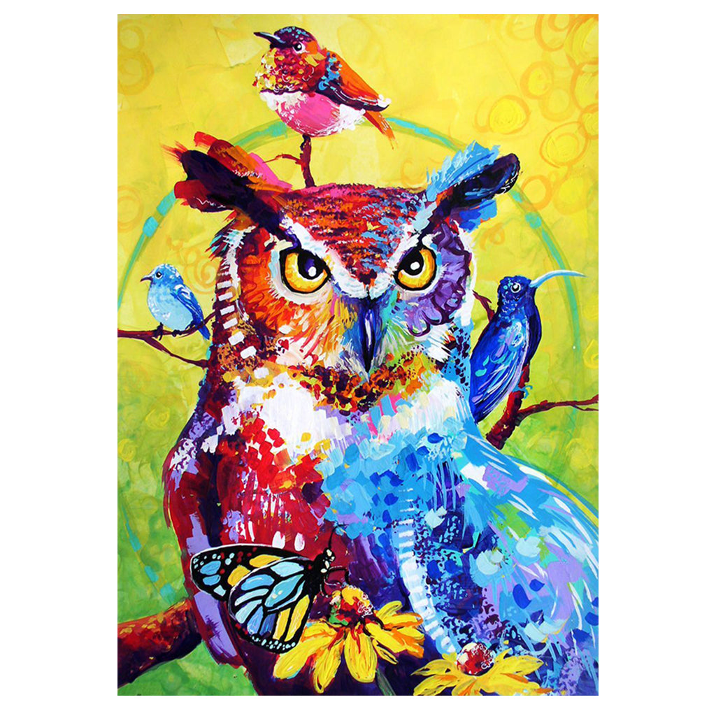 Full Diamond Painting kit - Watercolor owl and bird
