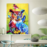 Full Diamond Painting kit - Watercolor owl and bird