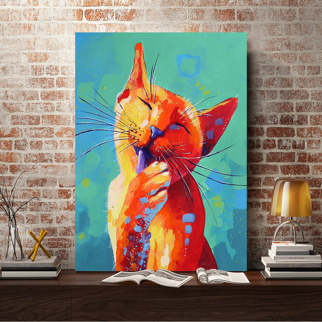 Full Diamond Painting kit - Cat licking fur