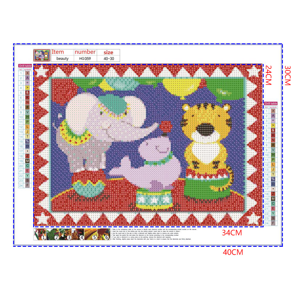 Full Diamond Painting kit - Circus animals