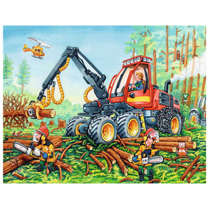 Full Diamond Painting kit - Excavator and workers in cutting trees