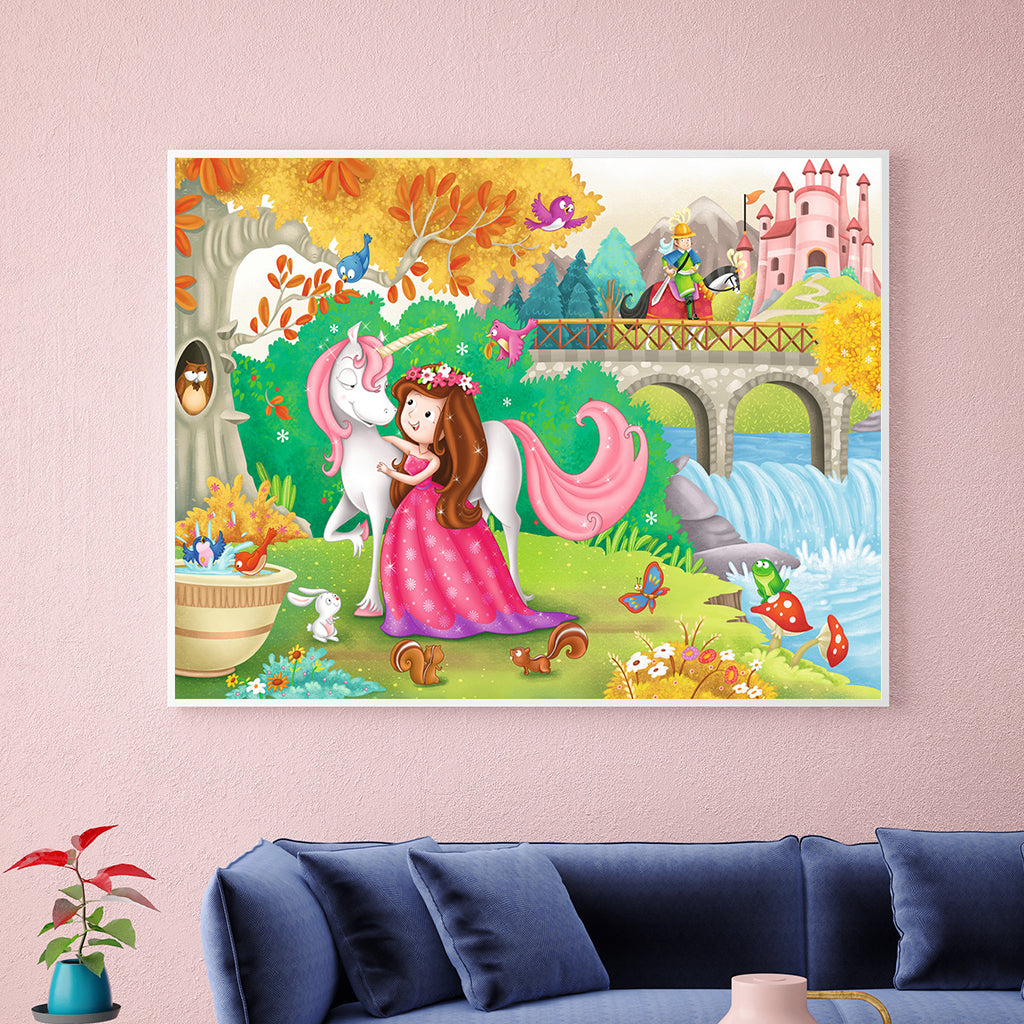 Full Diamond Painting kit - Unicorns and princesses, princes on horse