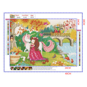 Full Diamond Painting kit - Unicorns and princesses, princes on horse