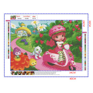 Full Diamond Painting kit - Girl riding an electric car and her pet dog