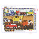 Full Diamond Painting kit - Road-building trucks and excavators
