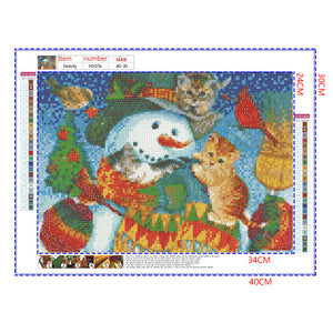 Full Diamond Painting kit - Christmas snowman and kitten