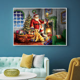 Full Diamond Painting kit - Santa claus and golden retriever