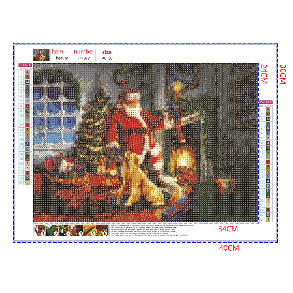 Full Diamond Painting kit - Santa claus and golden retriever