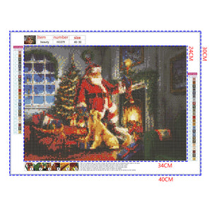 Full Diamond Painting kit - Santa claus and golden retriever
