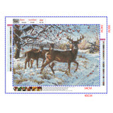 Full Diamond Painting kit - White-tailed Deer family on the snow