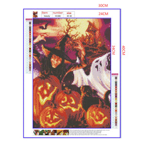 Full Diamond Painting kit - Witch and pumpkin lanterns