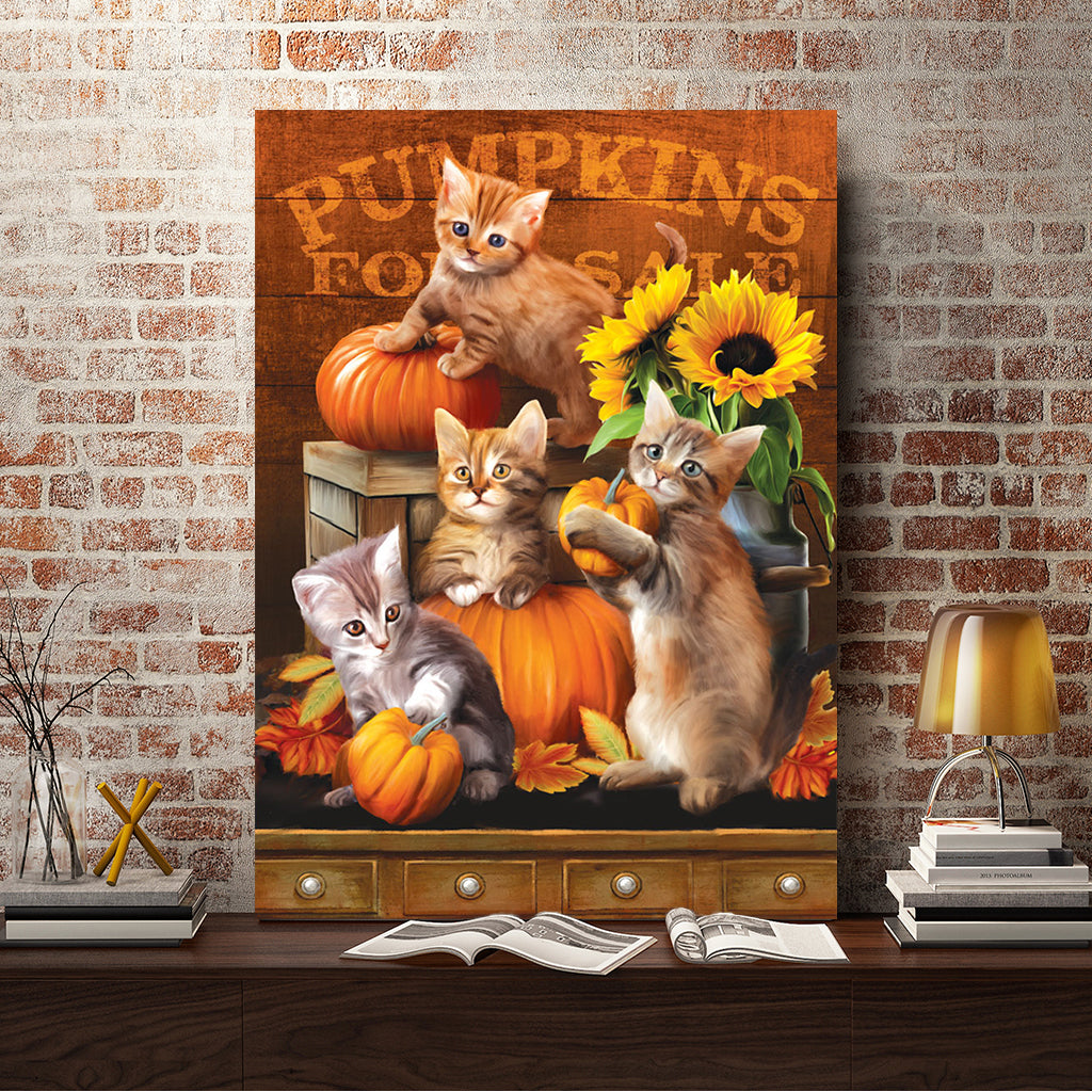 Full Diamond Painting kit - Pumpkins and cats