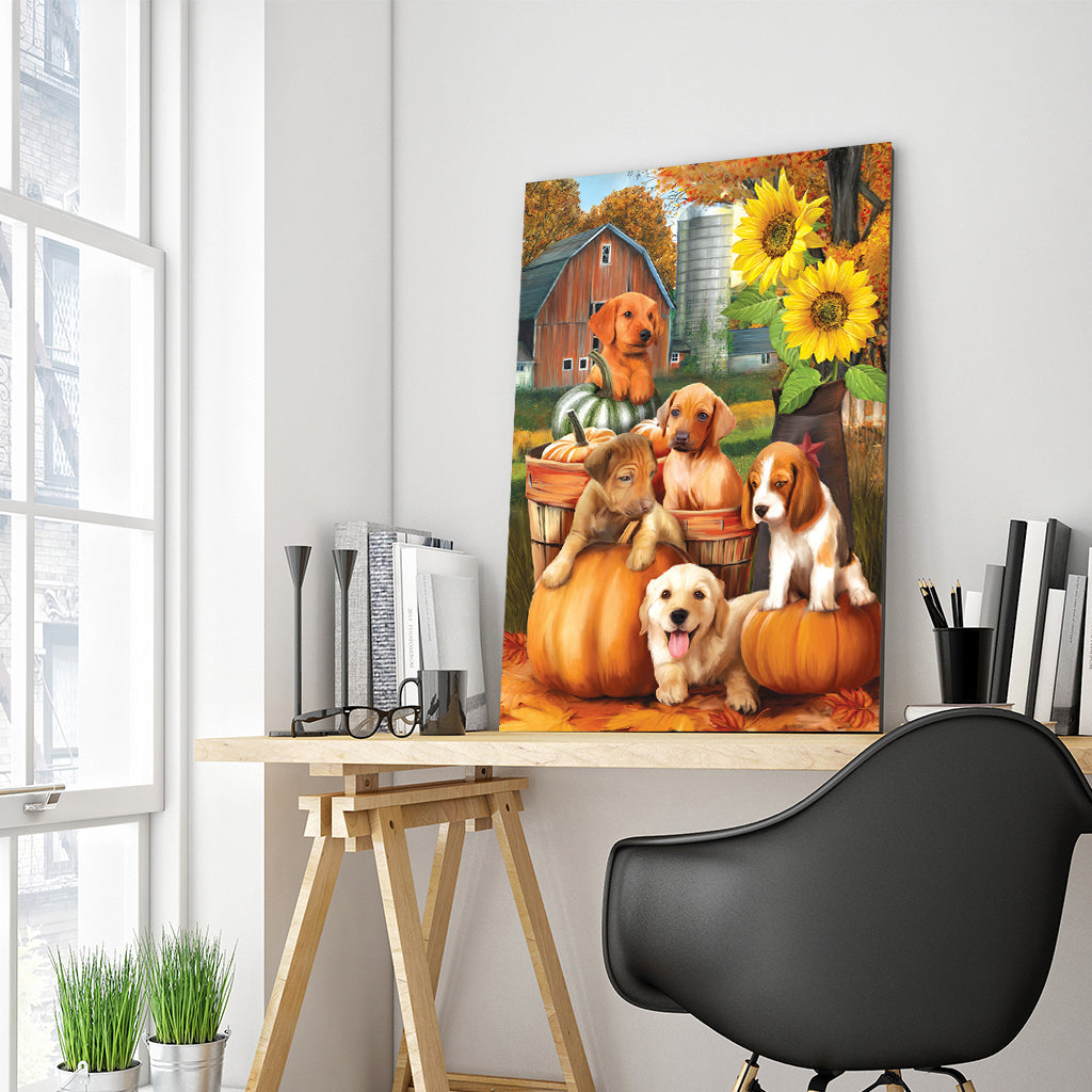Full Diamond Painting kit - Pumpkins and dogs