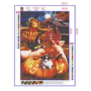 Full Diamond Painting kit - Halloween pig and cat