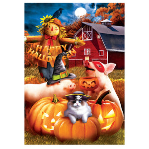 Full Diamond Painting kit - Halloween pig and cat