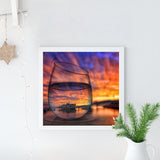 Full Diamond Painting kit - Glass with reflection of the building on the water