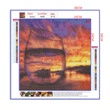 Full Diamond Painting kit - Glass with reflection of the building on the water