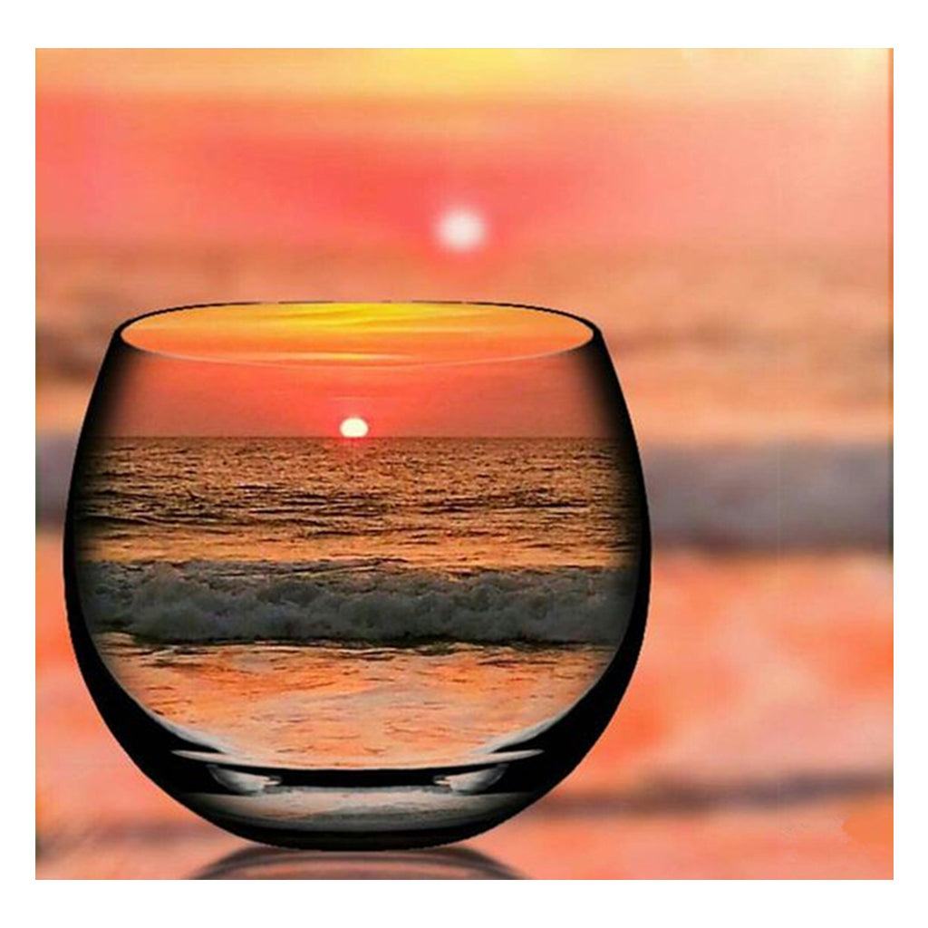 Diamond Painting - Sunset in the glas at the Sea 