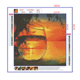 Full Diamond Painting kit - The reflection of the willow leaves and lake in the glass