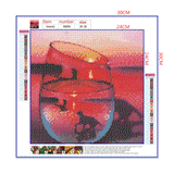 Full Diamond Painting kit - The reflection of a dog and a Seagull in glass