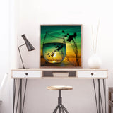 Full Diamond Painting kit - The reflection of wild plants in glass