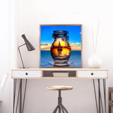 Full Diamond Painting kit - Reflection of the sailboat in a glass bottle