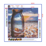 Full Diamond Painting kit - Reflection of seashell in a glass bottle