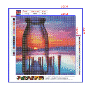 Full Diamond Painting kit - The reflection of the sunset by the sea in the glass bottle
