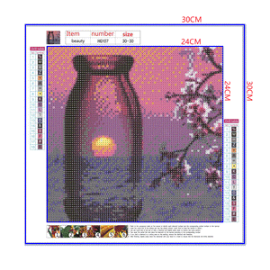 Full Diamond Painting kit - The reflection of the sunset in the glass bottle