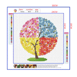 Full Diamond Painting kit - Four-color flower tree