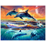 Full Diamond Painting kit - Dolphins jumping and swimming