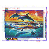 Full Diamond Painting kit - Dolphins jumping and swimming