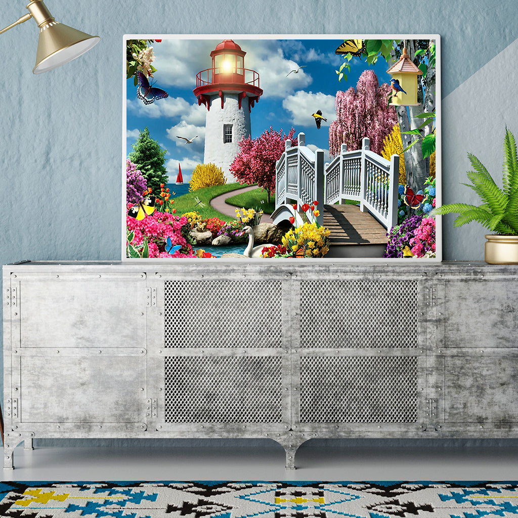 Full Diamond Painting kit - Beautiful view of the lighthouse by the sea
