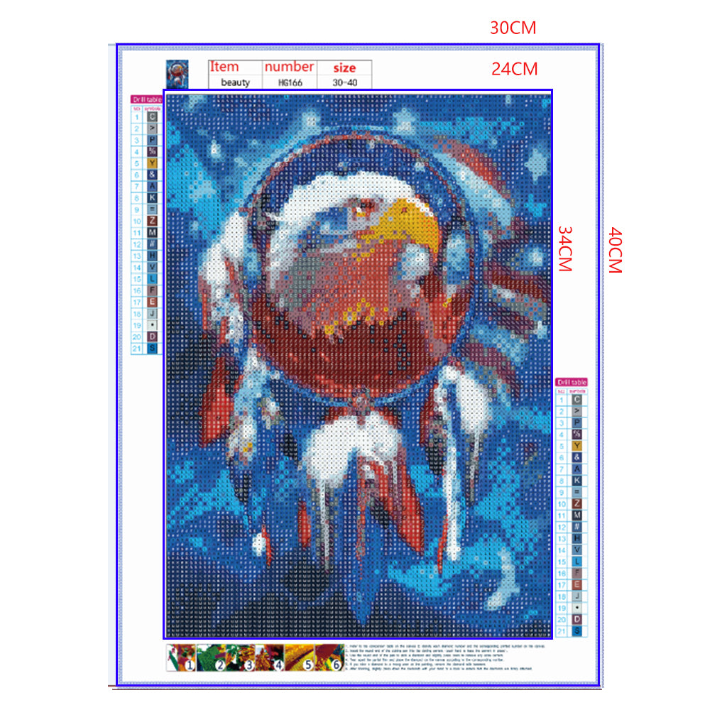 Full Diamond Painting kit - American flag eagle wind chime