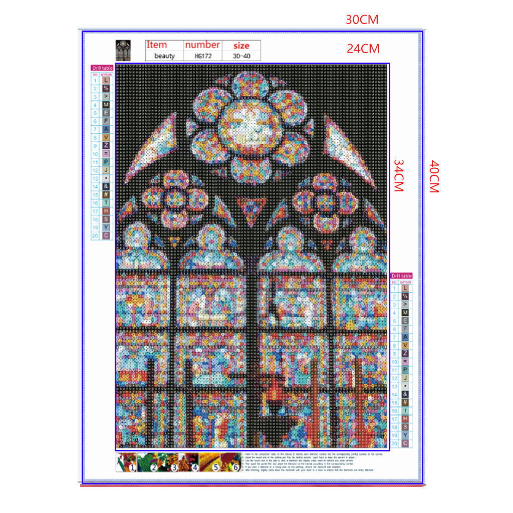Full Diamond Painting kit - Stained glass windows of Cath¨¦drale Notre Dame de Paris