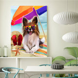 Full Diamond Painting kit - Dog with glasses on the beach