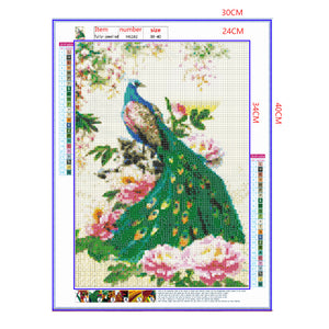 Full Diamond Painting kit - Peacock and flower