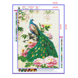 Full Diamond Painting kit - Peacock and flower