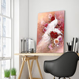 Full Diamond Painting kit - White peacock and flower