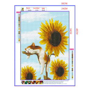 Full Diamond Painting kit - Kitten lying in sunflowers