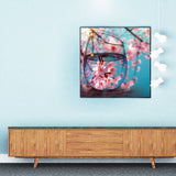 Full Diamond Painting kit - The reflection of the peach blossom in the glass