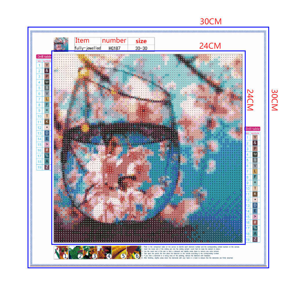 Full Diamond Painting kit - The reflection of the peach blossom in the glass
