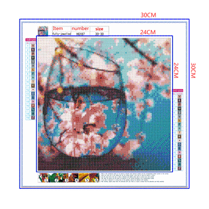 Full Diamond Painting kit - The reflection of the peach blossom in the glass
