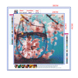 Full Diamond Painting kit - The reflection of the peach blossom in the glass