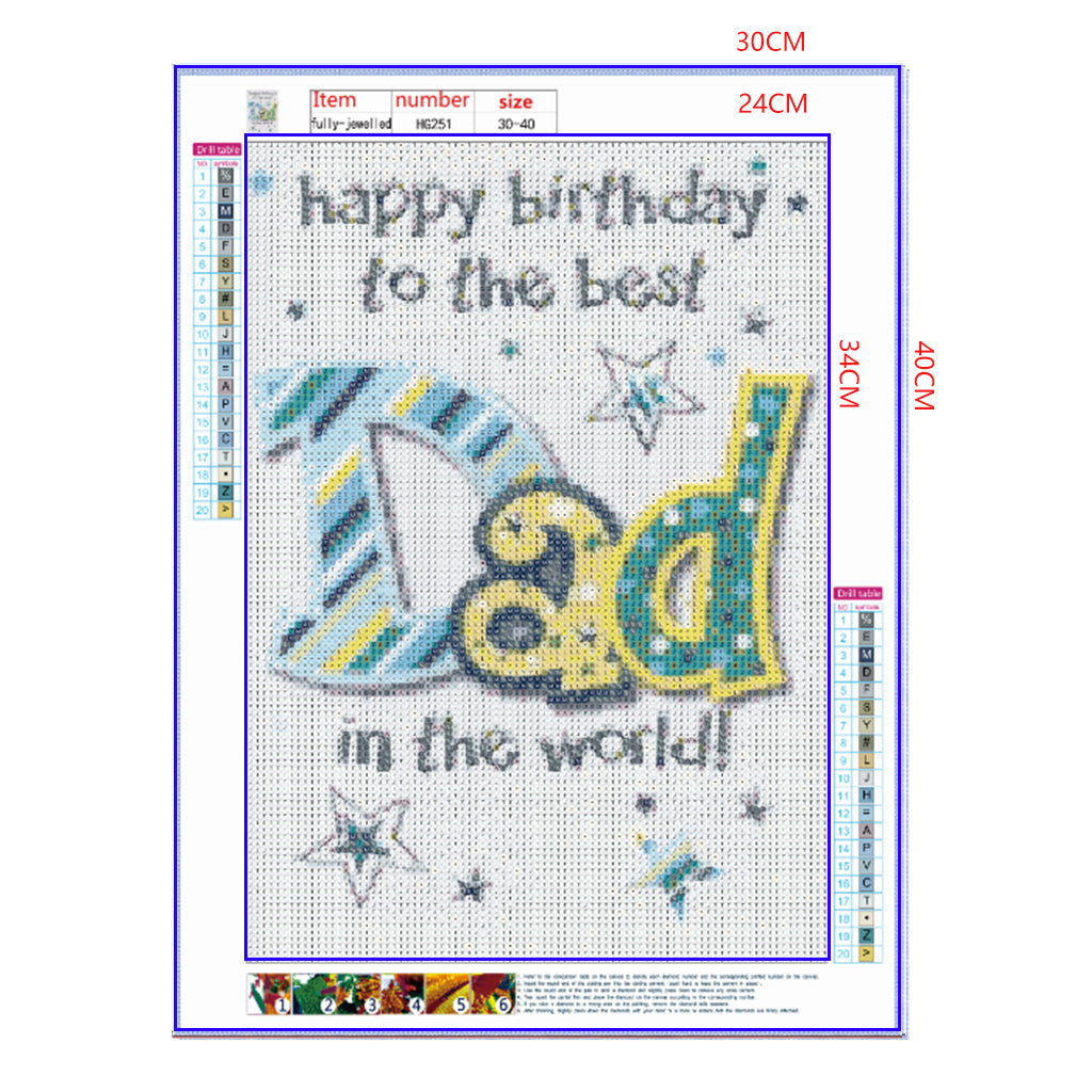 Full Diamond Painting kit - Happy birthday to the best dad in the world!