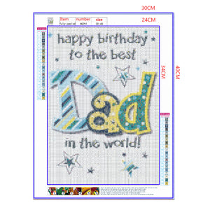 Full Diamond Painting kit - Happy birthday to the best dad in the world!